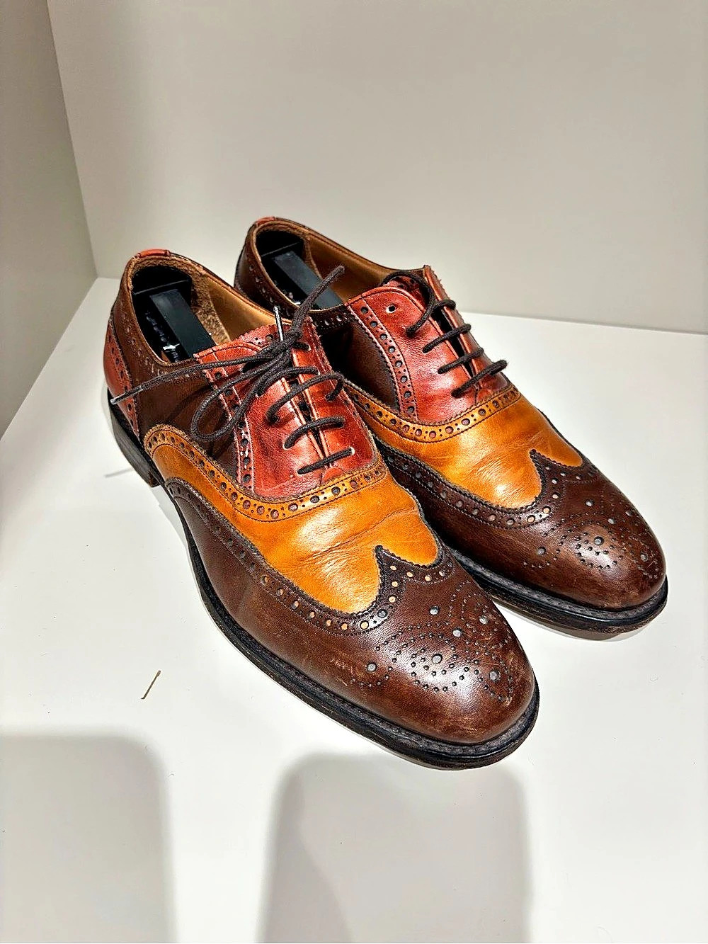 Cheaney James II multi tan brown leather brogues Wingtip Oxfords US made in Engl